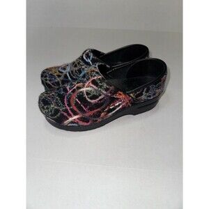 DANSKO Women's 38/7.5-8 Black multicolored Confetti Wool Yarn Clogs Mules Slides